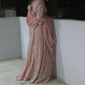 Sadaf Aamir Lehenga Gharara Raw Silk Pink Beaded Embroidered Wedding Party Dress